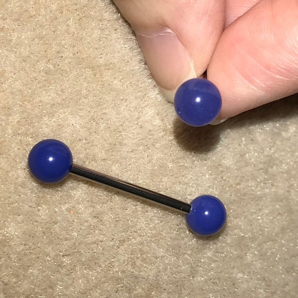 14 Gauge Bluish Purple Design Tongue Ring - Picture 1 of 3